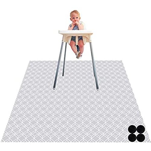 Paw Legend Washable Highchair Splat Floor Mat- Anti-Slip Silicone Spot Splash Mess Mat(53'' X 53'')-Food Catcher Art Craft Leak Proof Mat,Diamond