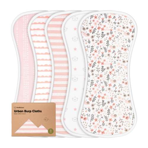 GOTS Certified, 100% Organic Cotton Burp Cloths, Set of 5