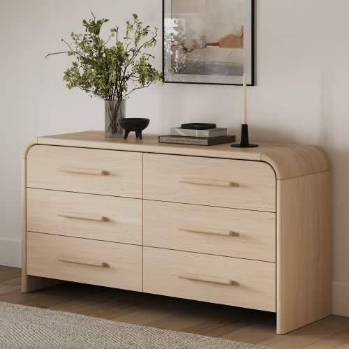 Faydra 6-Drawer Double Dresser - Natural Ash