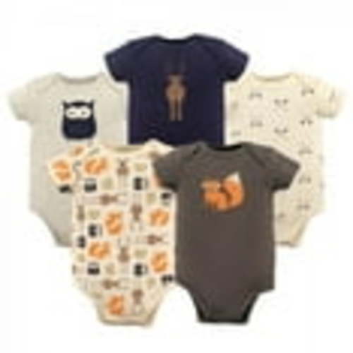 Hudson Baby Short Sleeve Bodysuits, 5-Pack, Newborn- 24 Months