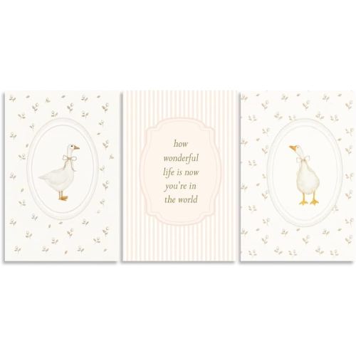 Amazon.com: Funny Silly Goose Wall Art How Wonderful Life Is Now You're In The World Quote Poster 3Pcs Cute Duck Animal Painting Wall Decor Farmhouse Canvas Print For Bedroom Dorm Nursery 8x12inch Unframed: Posters & Prints