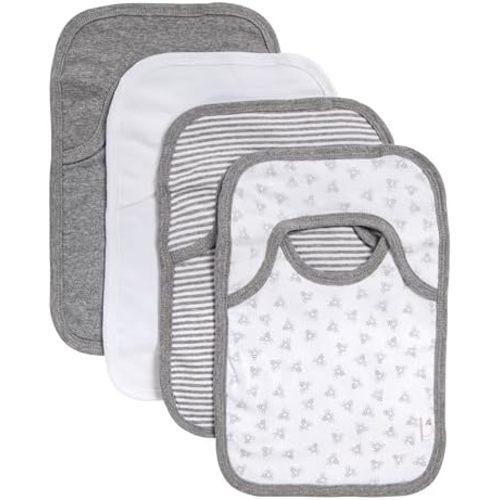 Burt's Bees Baby Infant Pull On Bibs, 100% Organic Cotton Lap Shoulder Style Drool Cloths, Newborn Essentials