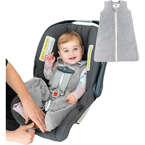 Buckle Me Baby Coats Sleep Sack | Car Seat Blanket | Car Seat to Crib Baby Wearable Blanket for Easy Transitions to Stroller, Carrier, High Chair or Any 5 Point Harness 4-8 Months Fleece Grey Blankie