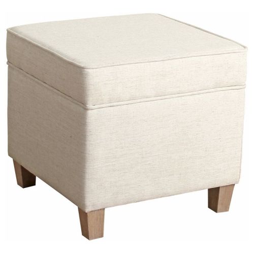Cole Classics Square Storage Ottoman with Lift Off Top - HomePop, Color: Linen
