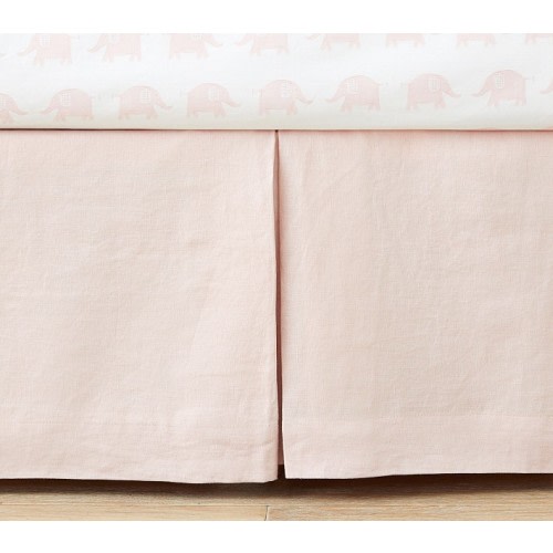 European Linen Crib Skirt - Blush