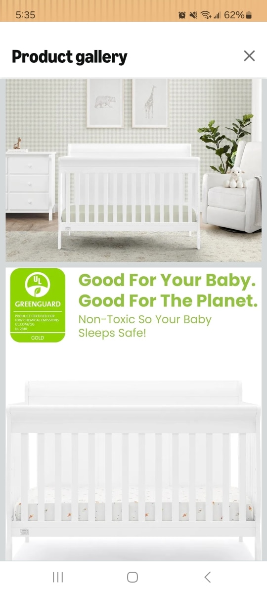 Simmons Kids Carter 6-in-1 Convertible Crib - Greenguard Gold Certified, Bianca White