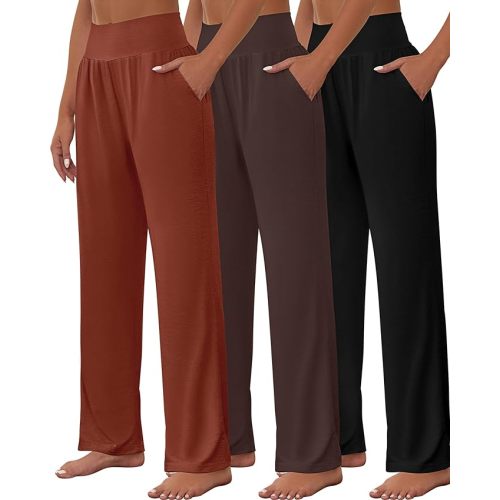 Neer 3 Pcs Women's Wide Leg Yoga Pant Comfy Loose High Waist Lounge Waist Lounge Casual Athletic Workout Joggers Apparel