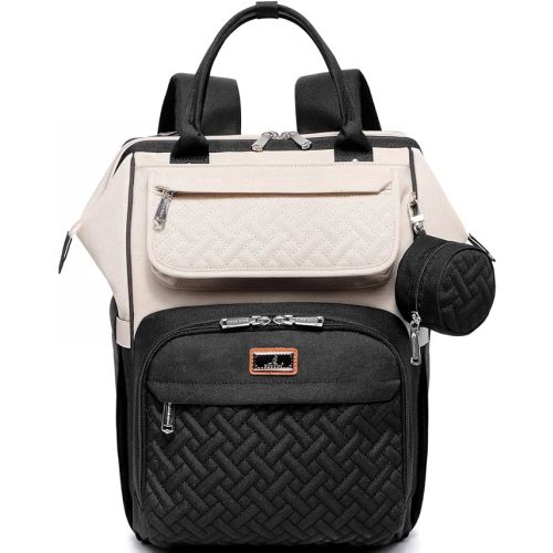 BabbleRoo Diaper Bag Backpack, Multifunction Nappy Changing Bag with Changing Pad, Stroller Straps & Pacifier Case