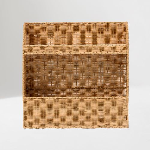 Rattan Bookshelf with Storage (25")