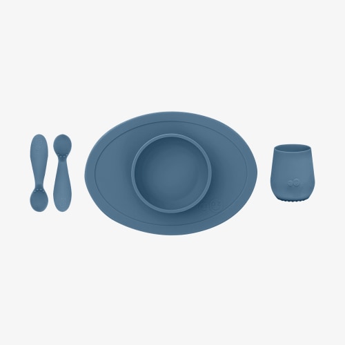 First Foods Set / Silicone Spoon, Cup & Suctioning Bowl for Infants– ezpz