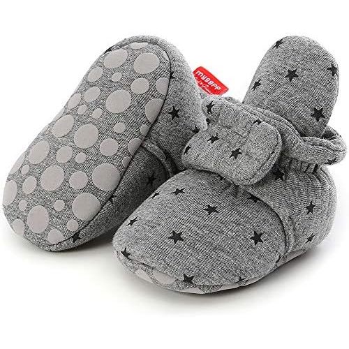 KIDSUN Infant Baby Boy Girl Cozy Fleece Bootie Newborn Stay On Slipper Winter Warm Gripper Non-Slip Crib Shoes