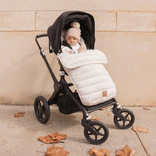 Natural Stripe Linen Pram Cosy | The Muse Edition