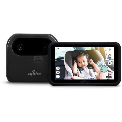 Tiny Traveler Baby Monitor - Tiny Wireless Basic Kit (TT002PBB) with Power Bank - Wireless Baby Car Monitor Camera, 8 Hours Power Bank, Night Vision, Video Record & Share, 5" Touchscreen LCD - Black