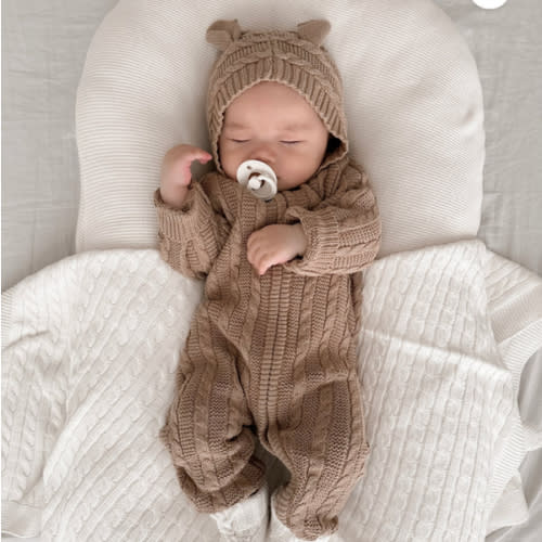 Luna + Luca Baby Bear Jumpsuit - Acorn