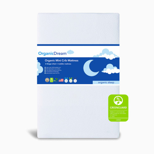 Organic Dream Mini Crib Size Organic Cotton Lightweight 2-Stage Mattress - White