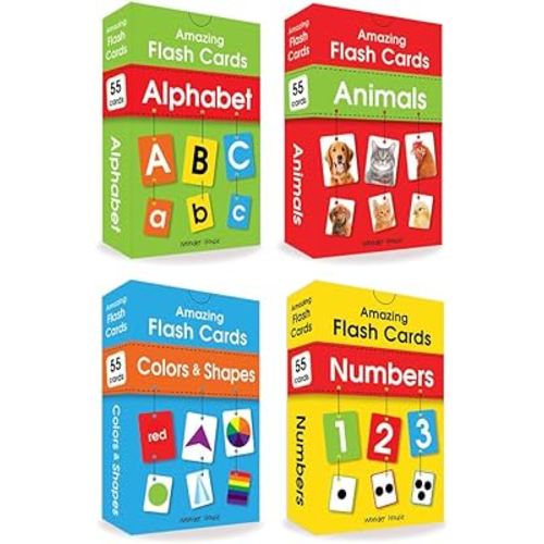 Amazing Flash Cards (Set Of 4 Boxes): Alphabet, Number, Animals, Colors And Shapes