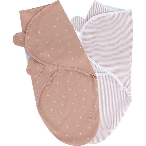 Ely's & Co. Adjustable Swaddle Blanket Infant Baby Wrap 2 Pack (Pink Tulip, 0-3 Months)