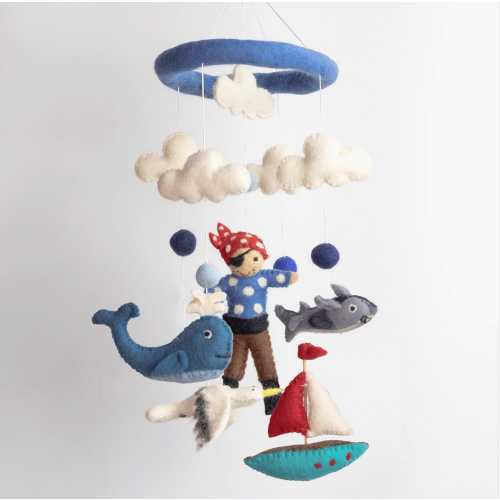 Pirate Mobile for Nursery - Handmade Natural Wool Felt-Made in Nepal-Pirates of the Carribean Mobile-