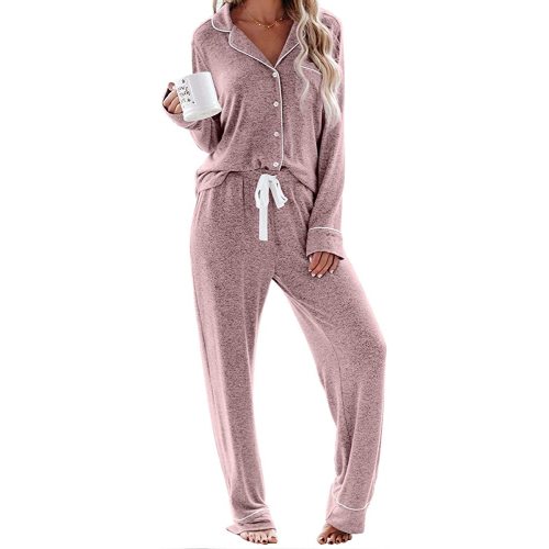Aamikast Women's Pajama Sets Long Sleeve Button Down Sleepwear Nightwear Soft Pjs Lounge Sets