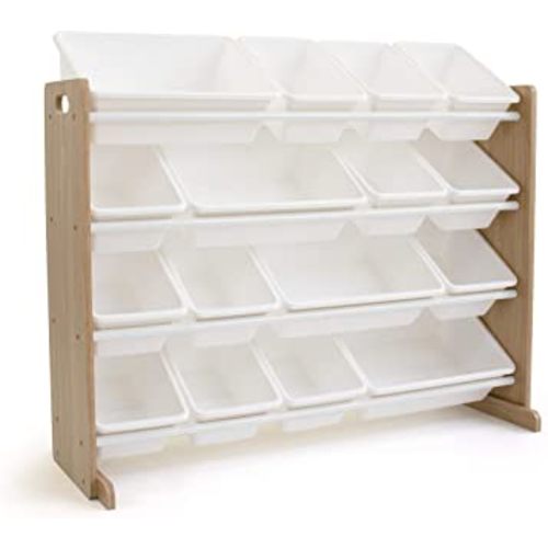 Humble Crew Extra-Large Toy Organizer, 16 Storage Bins, Universal, Natural/White