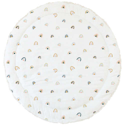 Organic Cotton Quilted Play Mat- Rainbow