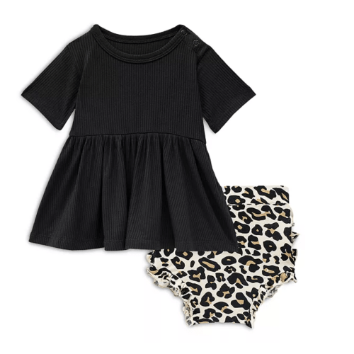 Girls' Short Sleeve Peplum Top and Printed Bloomers - Baby