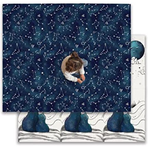 JumpOff Jo - Large Waterproof Foam Padded Play Mat for Infants, Babies, Toddlers, Play Pens & Tummy Time, Foldable Activity Mat, 70 in. x 59 in. - Galaxy Bears
