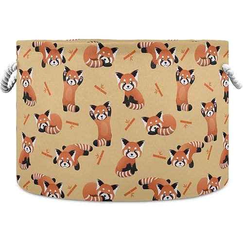 visesunny Storage Basket Cute Red Panda Nursery Hamper Basket Clothes Toy Storage Organizer Bin Box Collapsible Laundry Bag for Kid Room,Playroom,Bathroom,Living Room,Dorm,Office
