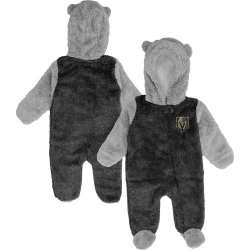 Newborn & Infant Vegas Golden Knights Black Game Nap Teddy Fleece Bunting Full-Zip Sleeper