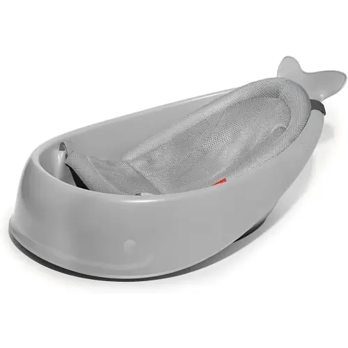 Skip Hop Baby Bath Tub, 3-Stage Smart Sling Tub, Moby, Grey