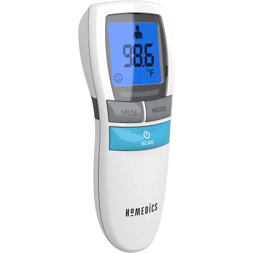 Homedics No-touch Infrared Thermometer, Ultra-Fast Results, Digital Display for Fahrenheit or Celsius, Quiet Nighttime Mode and High-Fever Alarm