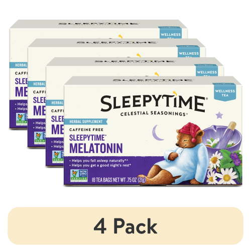(4 pack) Celestial Seasonings Sleepytime Wellness Melatonin Herbal Tea Bags (18 Count)
