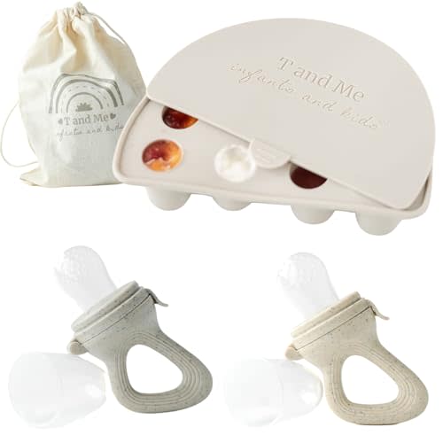 T and Me, Breastmilk Popsicle Mold, Baby Fruit Feeders and Freezer Tray, Safe Infant Self Feeding Kit, Baby Food Freezer, Fits 4oz., 4 Months+