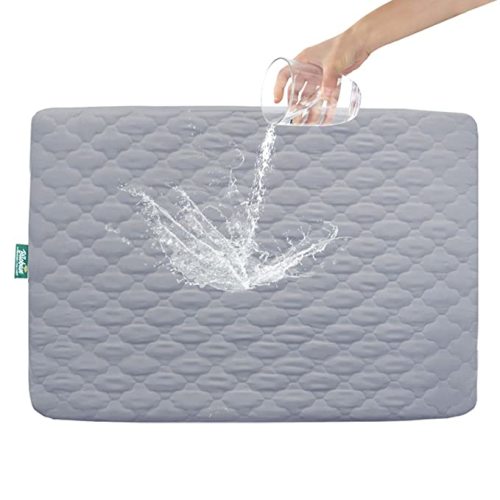 Pack and Play Sheets Mattress Pad Protector Fitted Waterproof Playard Mattress Cover, Compatible with Graco Pack n Play & Dream On Me & Pamo Babe, Playpen/Playard Sheet Quilted, Gray, 39" x 27"