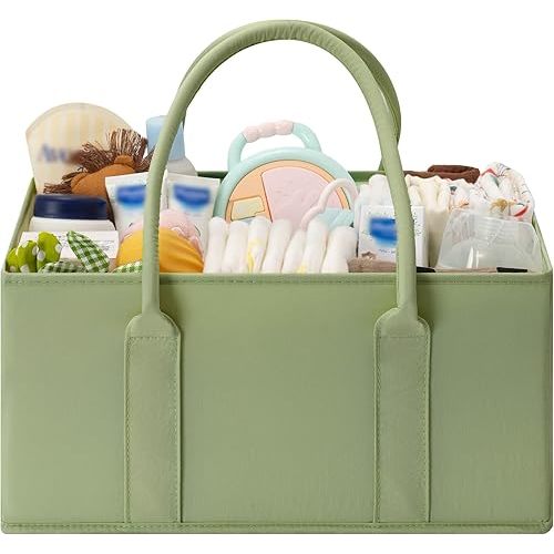 GRANNY SAYS Baby Diaper Caddy Organizer, Baby Bag for Diapers and Baby Wipes, Nurse Baskets for Changing Table, Car Organizer, Gift for Baby Shower, Newborn Essentials, Green