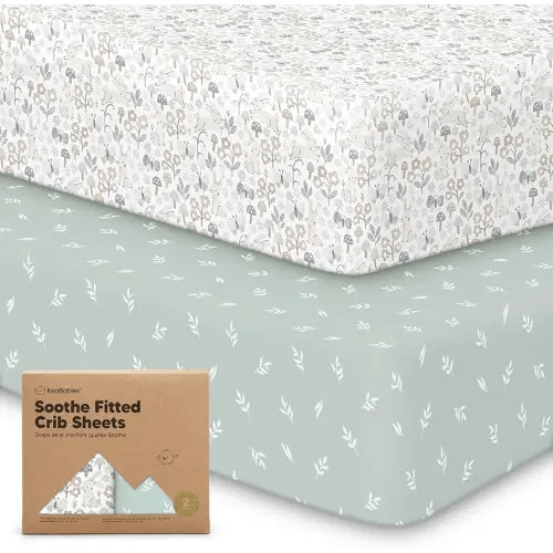 2-Pack Organic Crib Sheets for Boys, Girls - Jersey Fitted Crib Sheet, Baby Crib Sheets Neutral, Crib Mattress Sheet, Cotton Crib Sheets, Breathable Crib Sheet, Baby Mattress Sheets (Prairie)