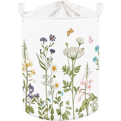Flower Baby Laundry Hamper Collapsible Clothes Kids Storage Basket Large Girls Gift Toy Box Bin for Bedroom, Butterfly, 63L