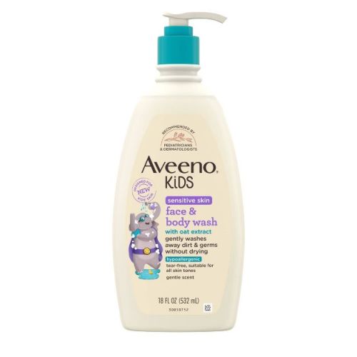 Aveeno Kids Sensitive Skin Face & Body Wash With Oat Extract, Gently Washes Without Drying - 18 fl oz