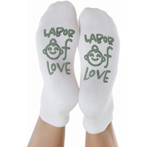 Kindred Bravely Labor and Delivery Inspirational Fun Non Skid Socks for Maternity and Pregnancy