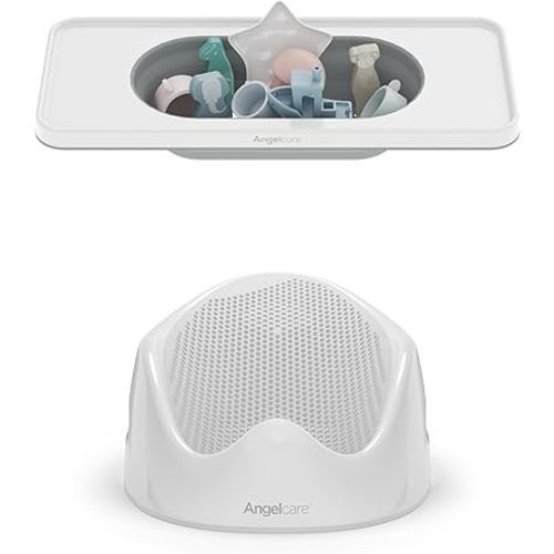 Angelcare Baby Bath Bundle — Ergonomic Bath Support + Collapsible Bath Shelf | Newborn Bath Seat & Organizer | BPA-Free, Space-Saving