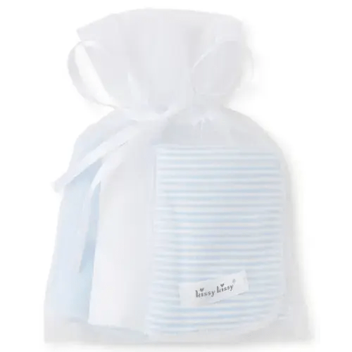 Blue Stripe 3 Pack Burp Set w/ Tulle Bag