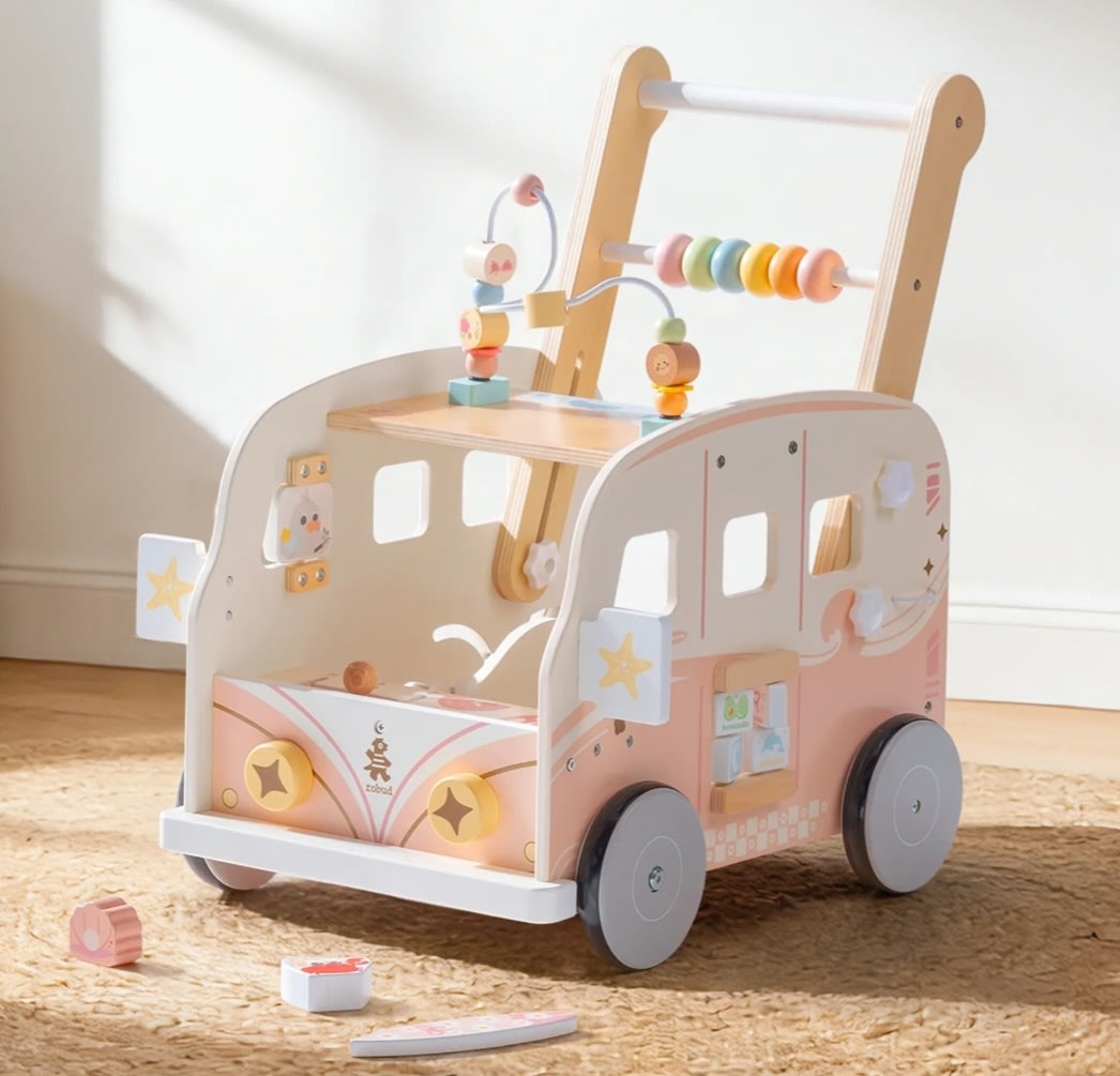 ROBUD Wooden Baby Push Walker - Vacaction Bus