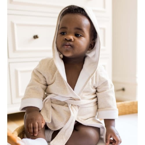 Organic Cotton Knit Terry Hooded Robe Oatmeal