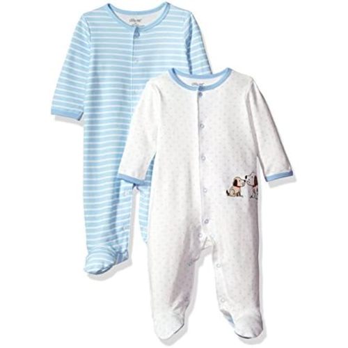 Little Me Baby Boys' and Girls' 100% Cotton 2-Pack Footies