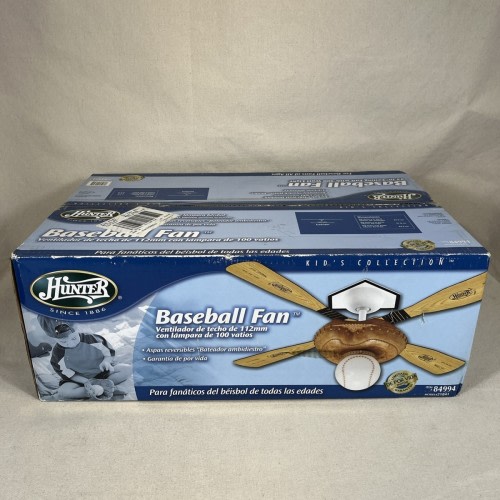 Hunter Baseball 44" Ceiling Fan Light Reversible Blades Motor 84994 New Sealed