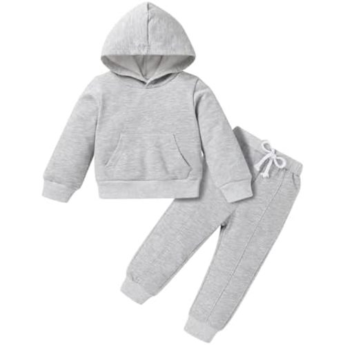 YOUNGER TREE Baby Clothes for Girls Boy Solid Color Hoodie and Sweatpants Outfit Toddler Sweatsuit