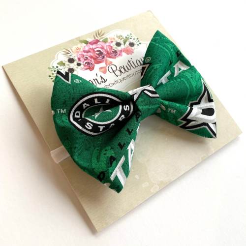 Dallas Stars bow headband or hair clip; Hockey bow; Stars fabric bow on a white nylon headband or clip; Stars baby; toddler, girl, NHL