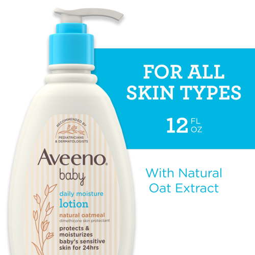 Aveeno Baby Daily Moisture Body Lotion for Baby and Toddler with Colloidal Oatmeal, 12 fl oz