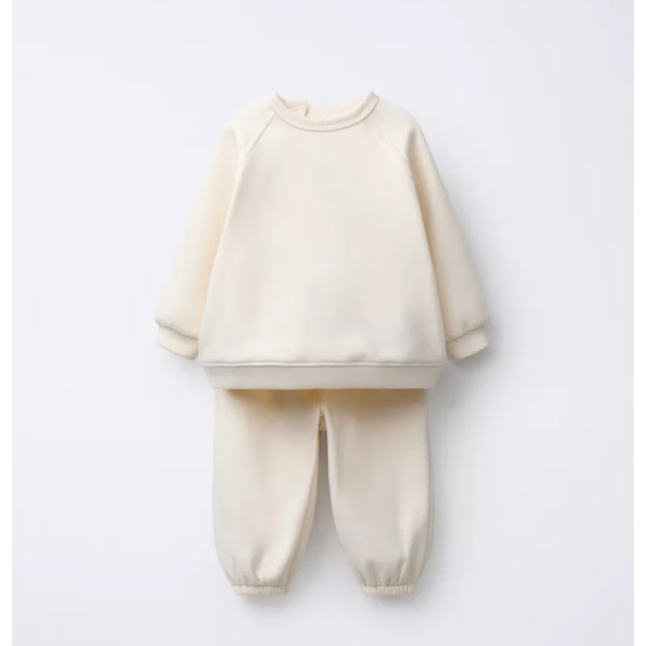 BASIC SWEATSHIRT AND JOGGER PANTS SET - Ecru | ZARA