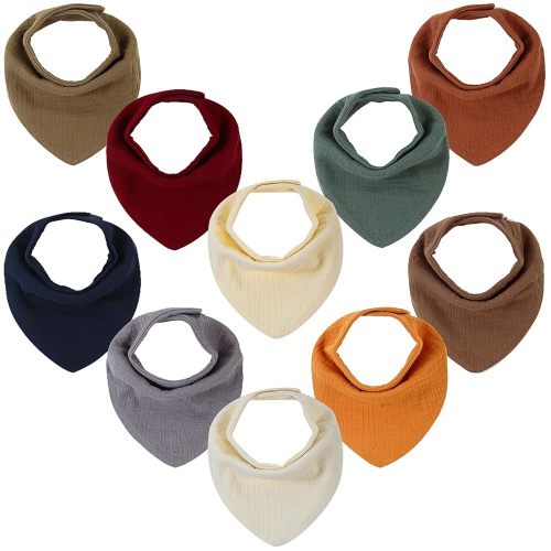 Baby Bibs for Drooling and Teething 10 Pack - Muslin Baby Bibs for Boys 0-6 Months, Baby Bandana Bibs 6-12 Months, Baby Essentials Newborn Infant Must Haves, Unique Baby Shower Gifts
